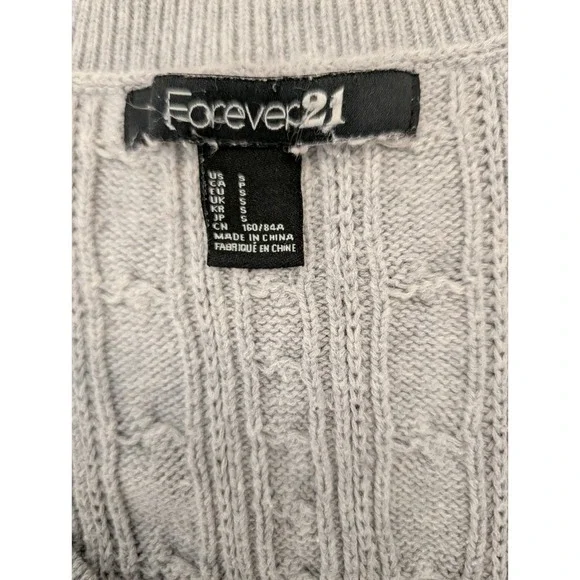 Vtg Y2K Forever 21 Womens Cable Knit Sweater Size S Gray Long Sleeve Bella Swan - Picture 2 of 5
